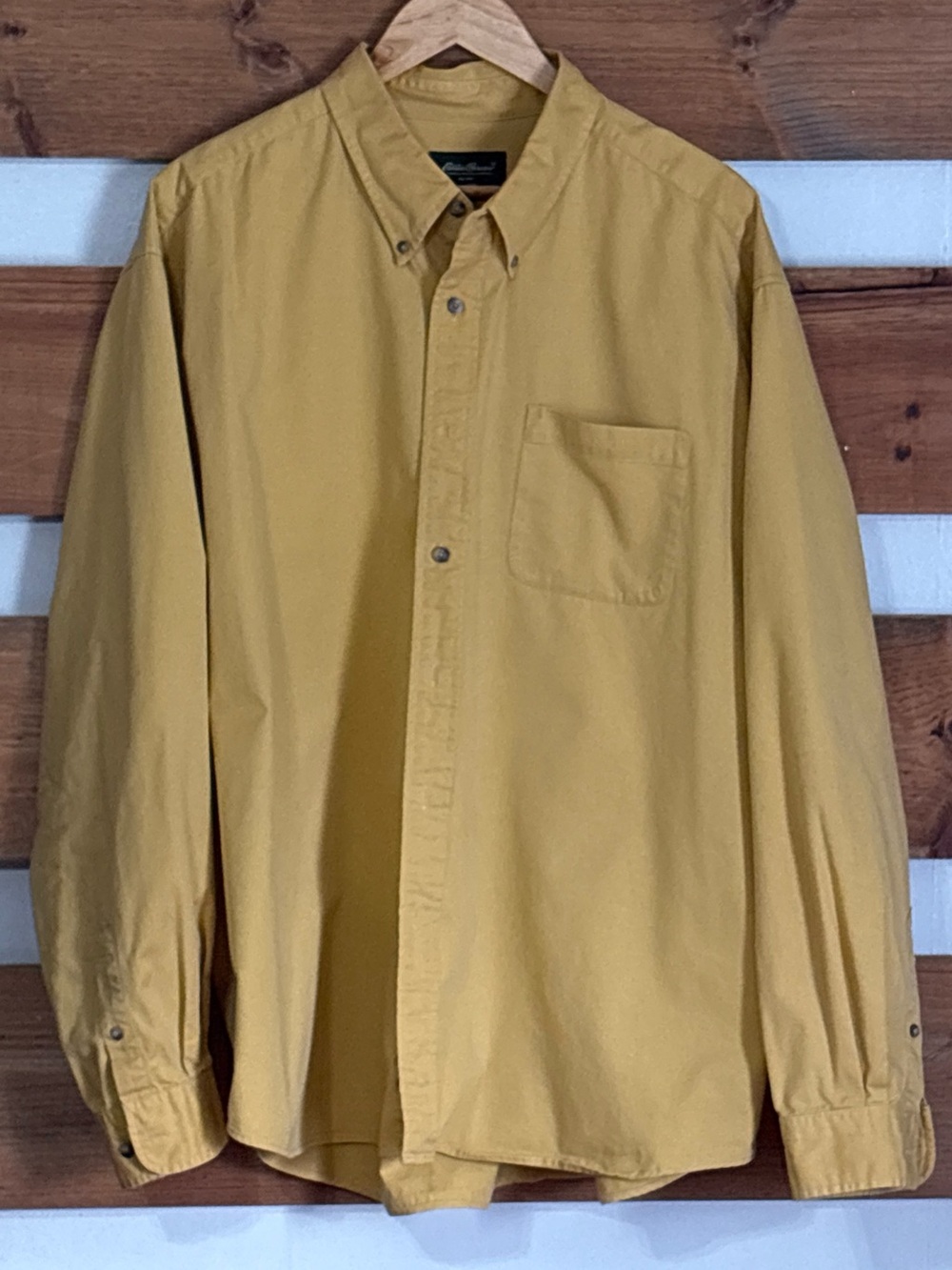 Eddie Bauer Golden Yellow Long Sleeve Button Down Outdoor Collared Shirt Size 2X